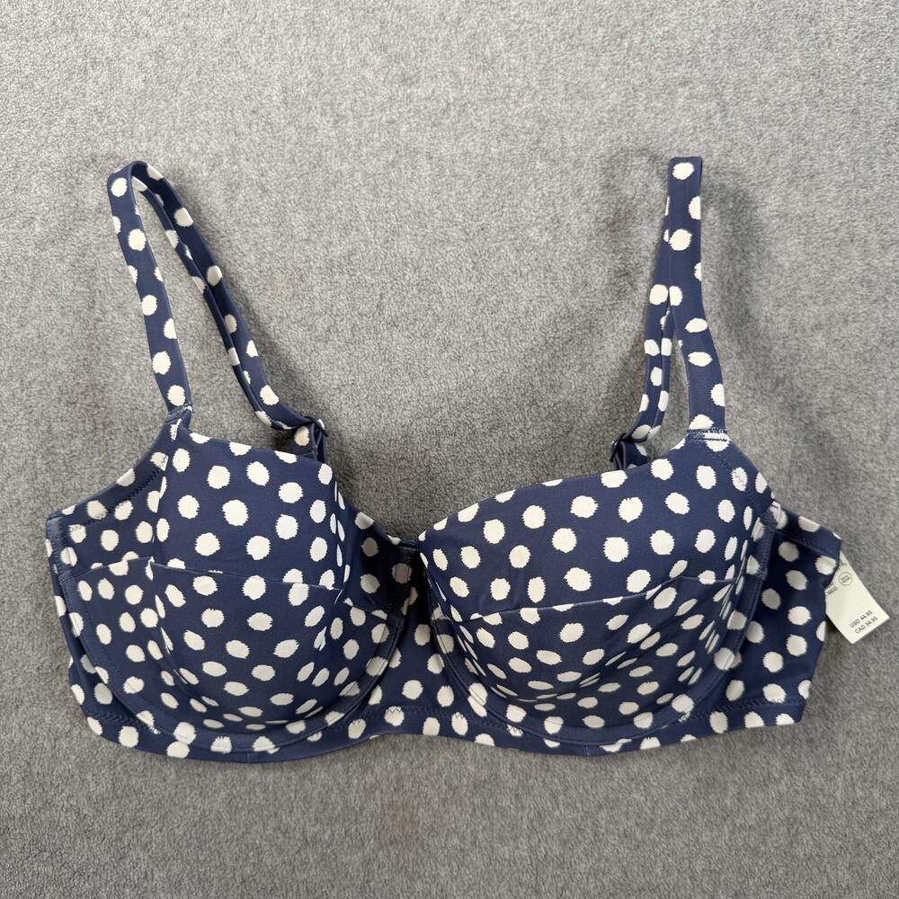 Aerie Women's 38DD Navy Blue Polka Dot Lightly Lined Underwire Bikini Swim Top